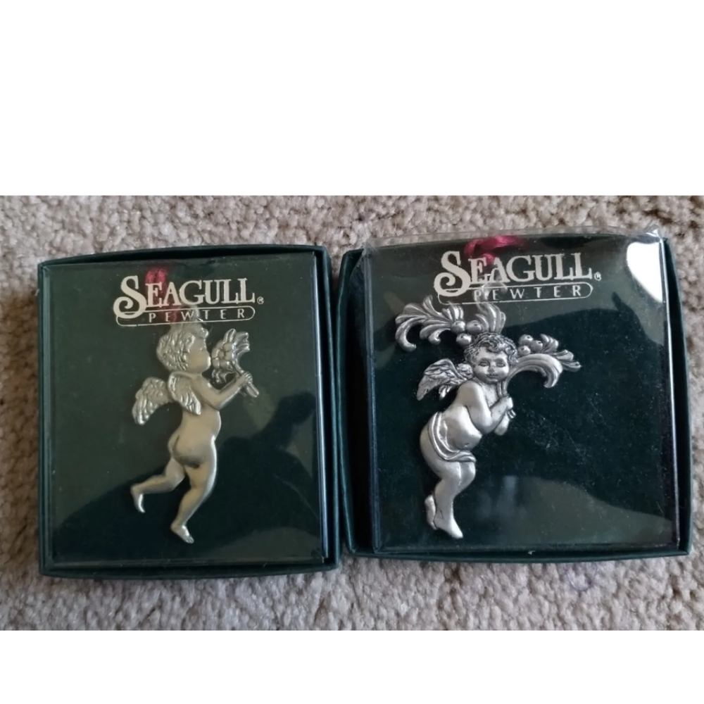 Lot of  Seagull Pewter - Cherubs ,Angels Christmas Ornament